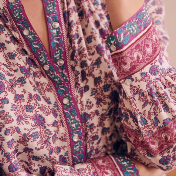 Sezane Floral Mini Dress - Pink and Blue - Picture 3 of 12